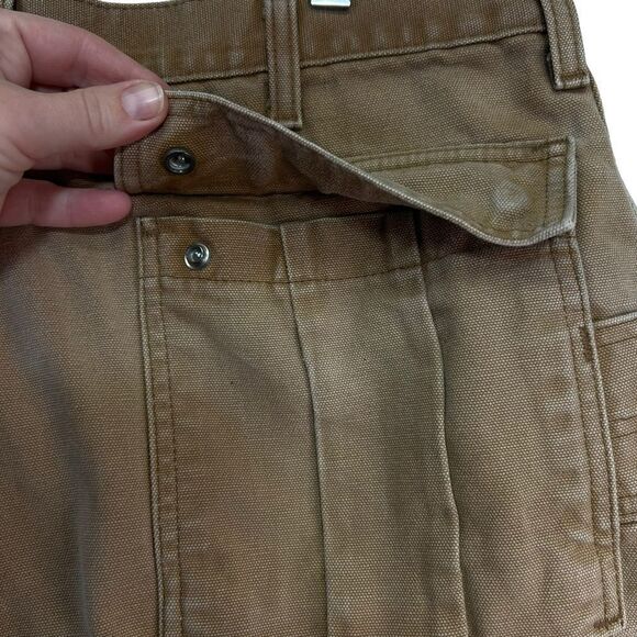 90s Carhartt duck canvas Mens 40 Distressed Faded Shorts tan - Picture 12 of 16